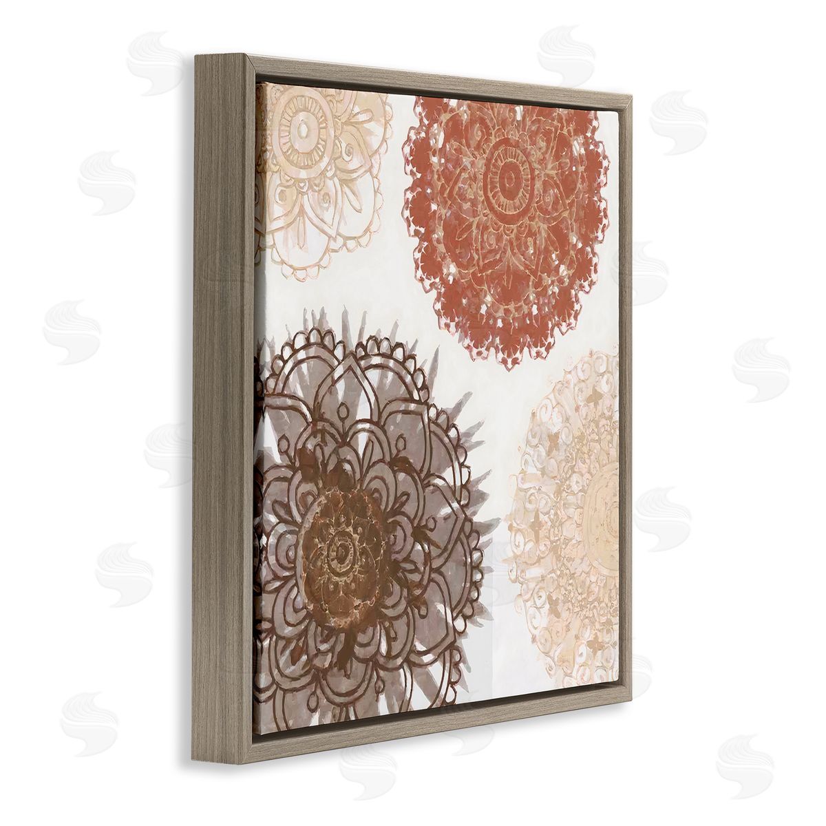 Irena Orlov Boho Mandala Earthy Florals Brown Floating Frame Canvas Wall Art Print