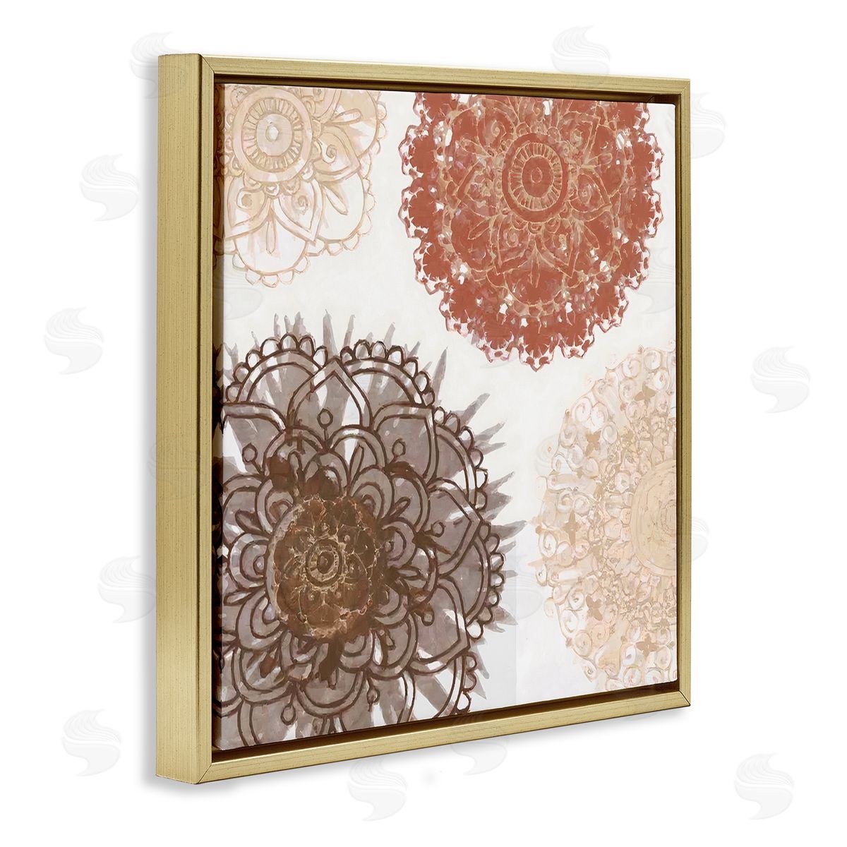 Irena Orlov Boho Mandala Earthy Florals Gold Floating Frame Canvas Wall Art Print