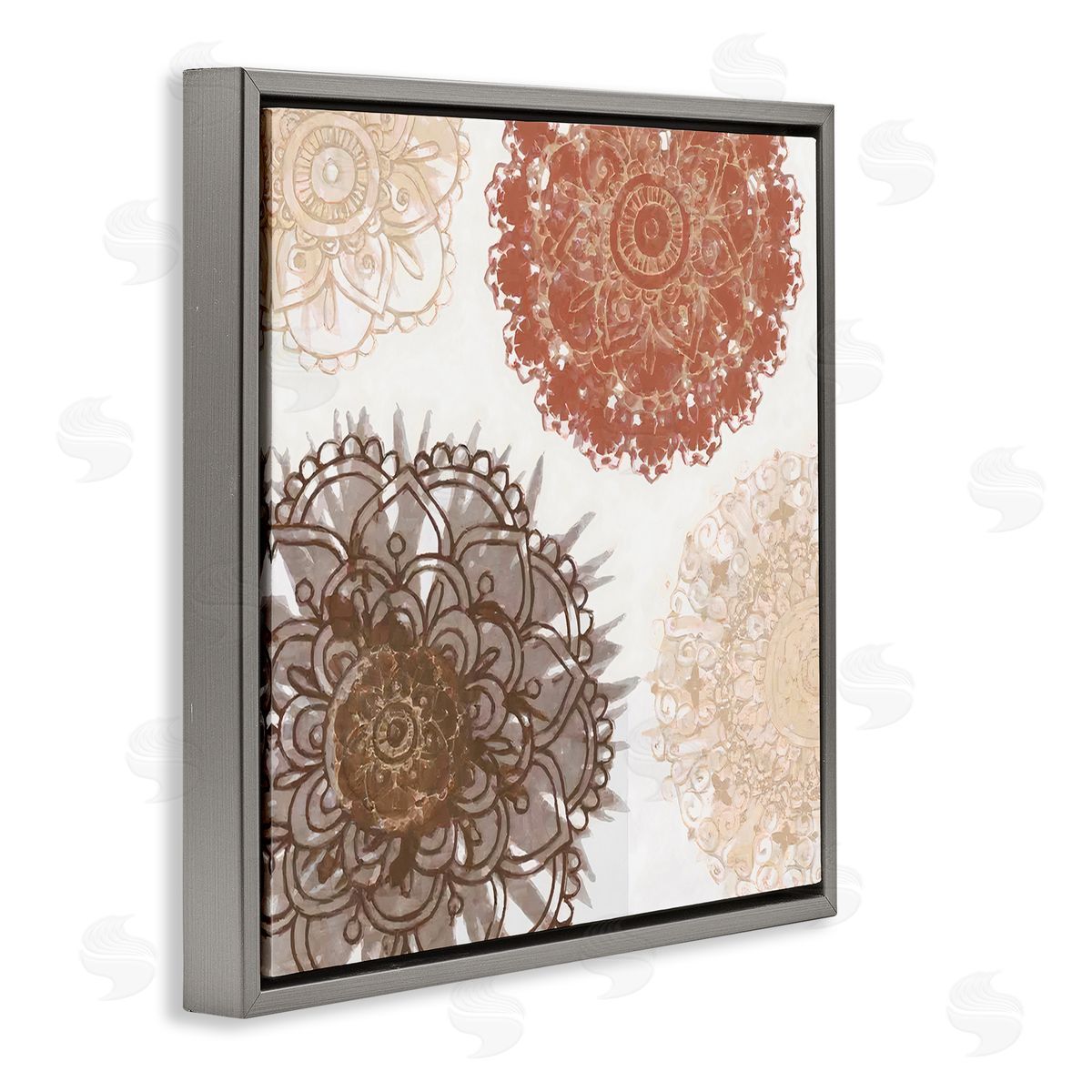 Irena Orlov Boho Mandala Earthy Florals Gray Floating Frame Canvas Wall Art Print
