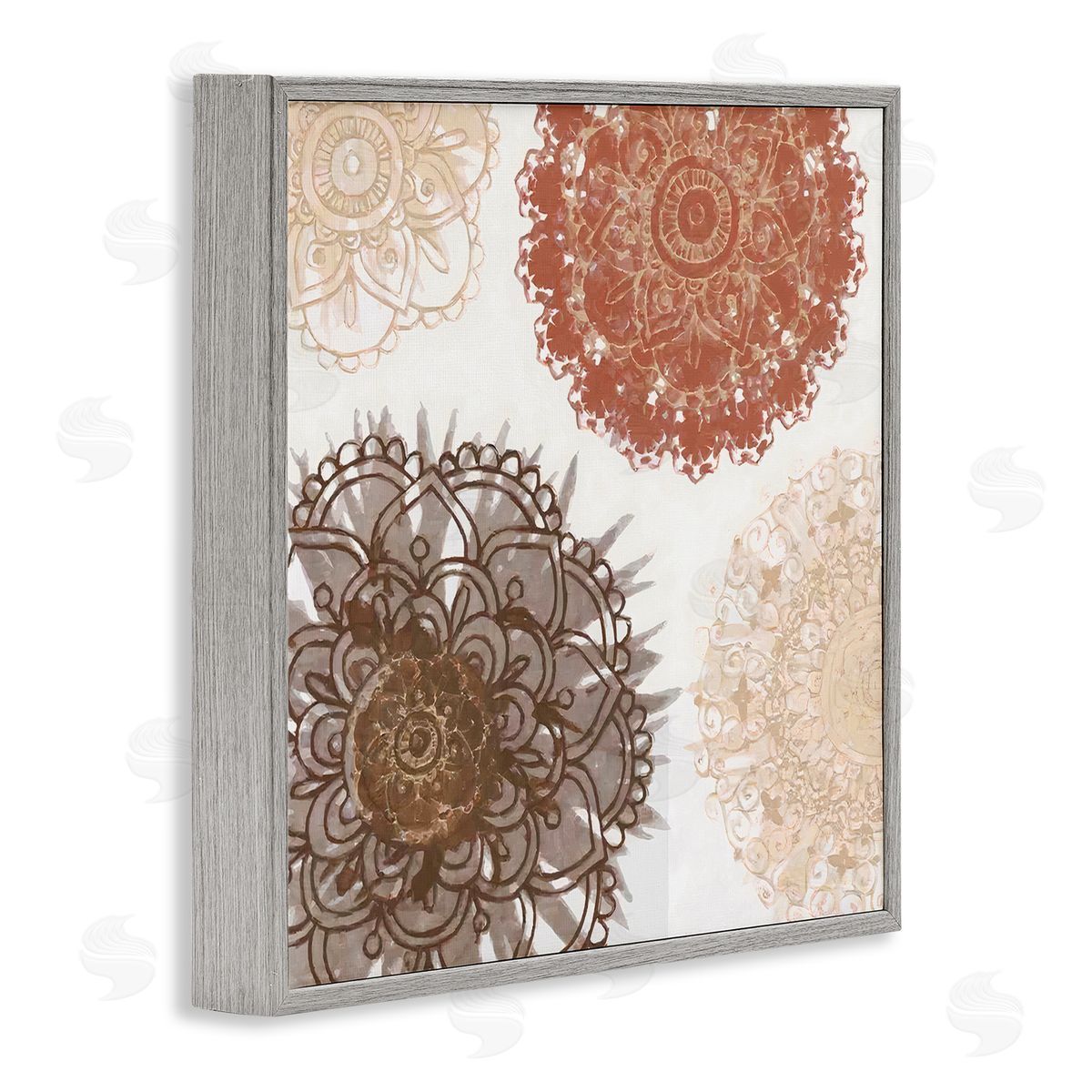 Irena Orlov Boho Mandala Earthy Florals Gray Framed Glicee Wall Art Print