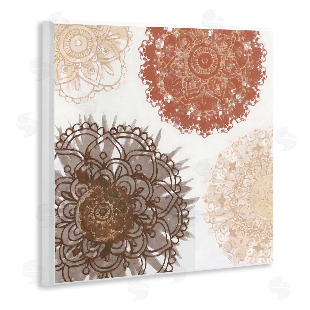 Irena Orlov Boho Mandala Earthy Florals Wooden Wall Plaque Art Print