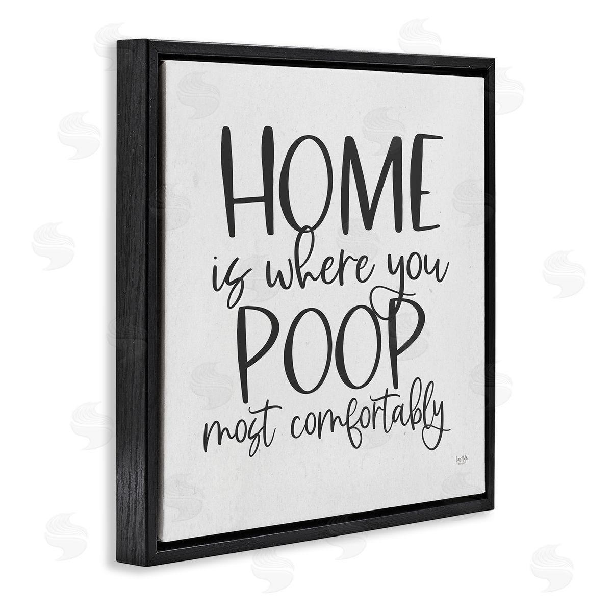 Lux + Me Designs Poop Most Comfortably Funny Bathroom Black Floating Frame Canvas Wall Art Print