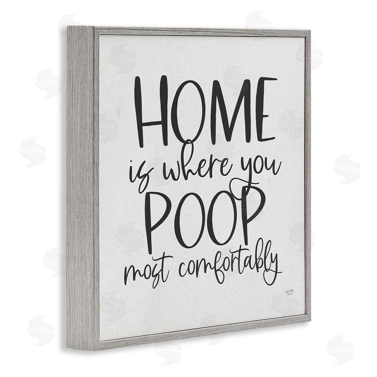Lux + Me Designs Poop Most Comfortably Funny Bathroom Gray Framed Glicee Wall Art Print