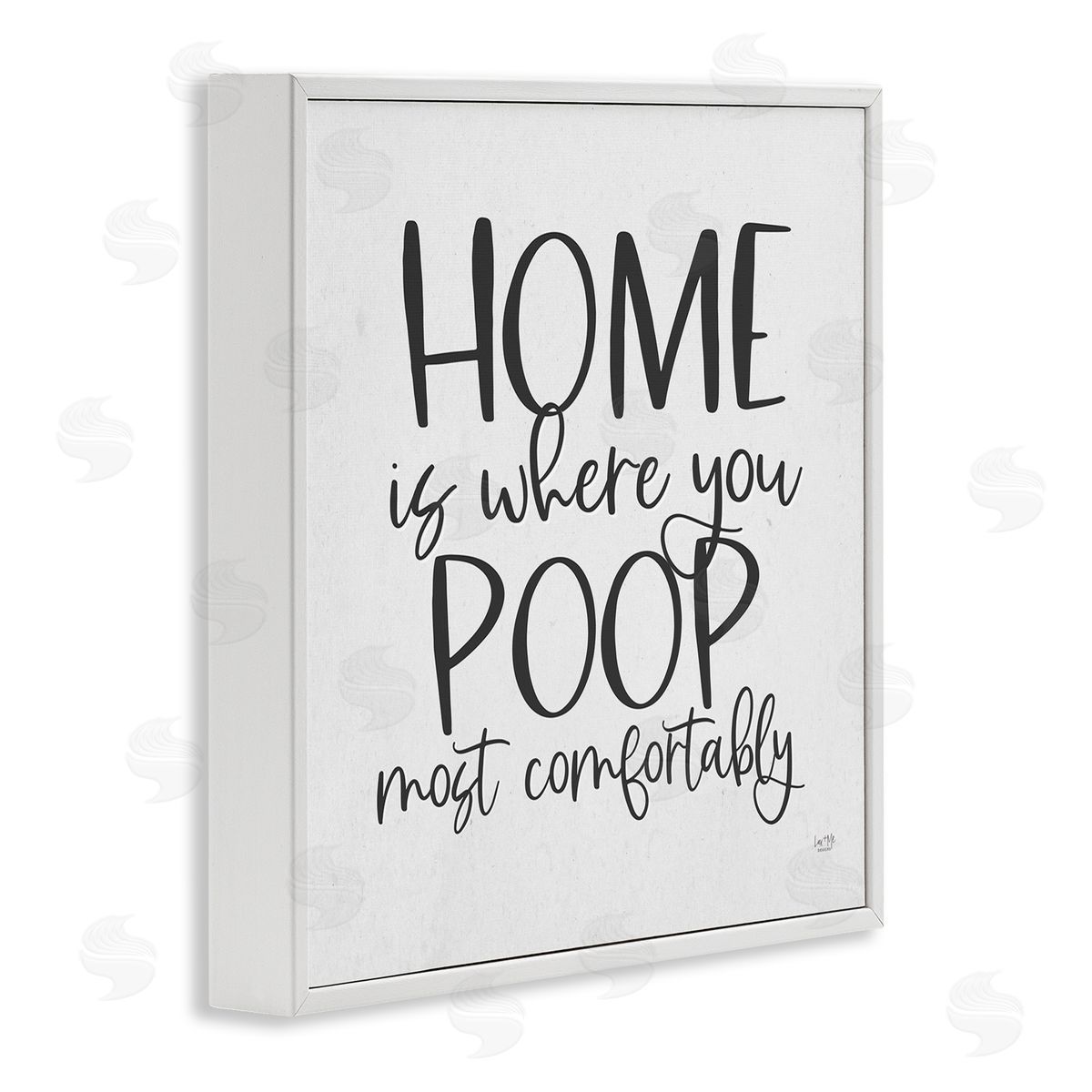 Lux + Me Designs Poop Most Comfortably Funny Bathroom White Framed Glicee Wall Art Print