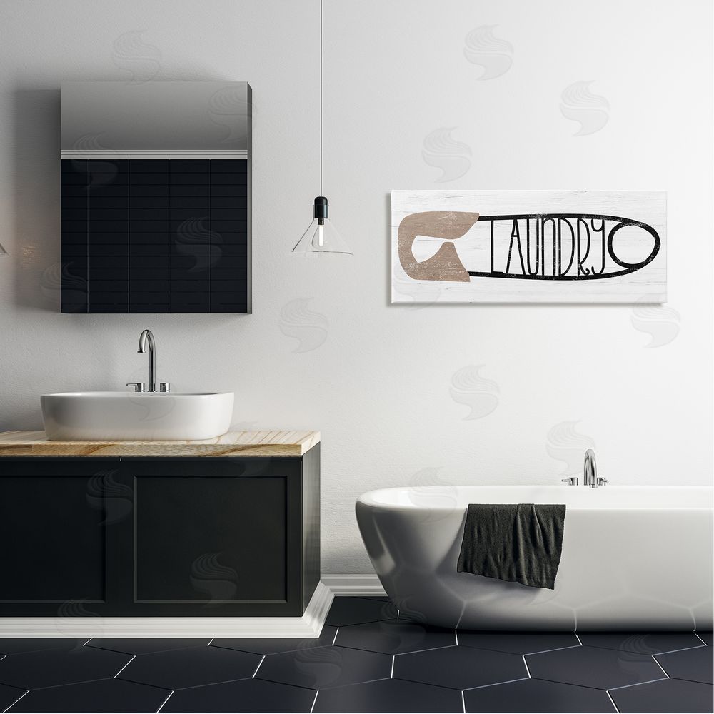 Stupell Studio Rustic Laundry Clothespin Shape Canvas Wall Art in Room