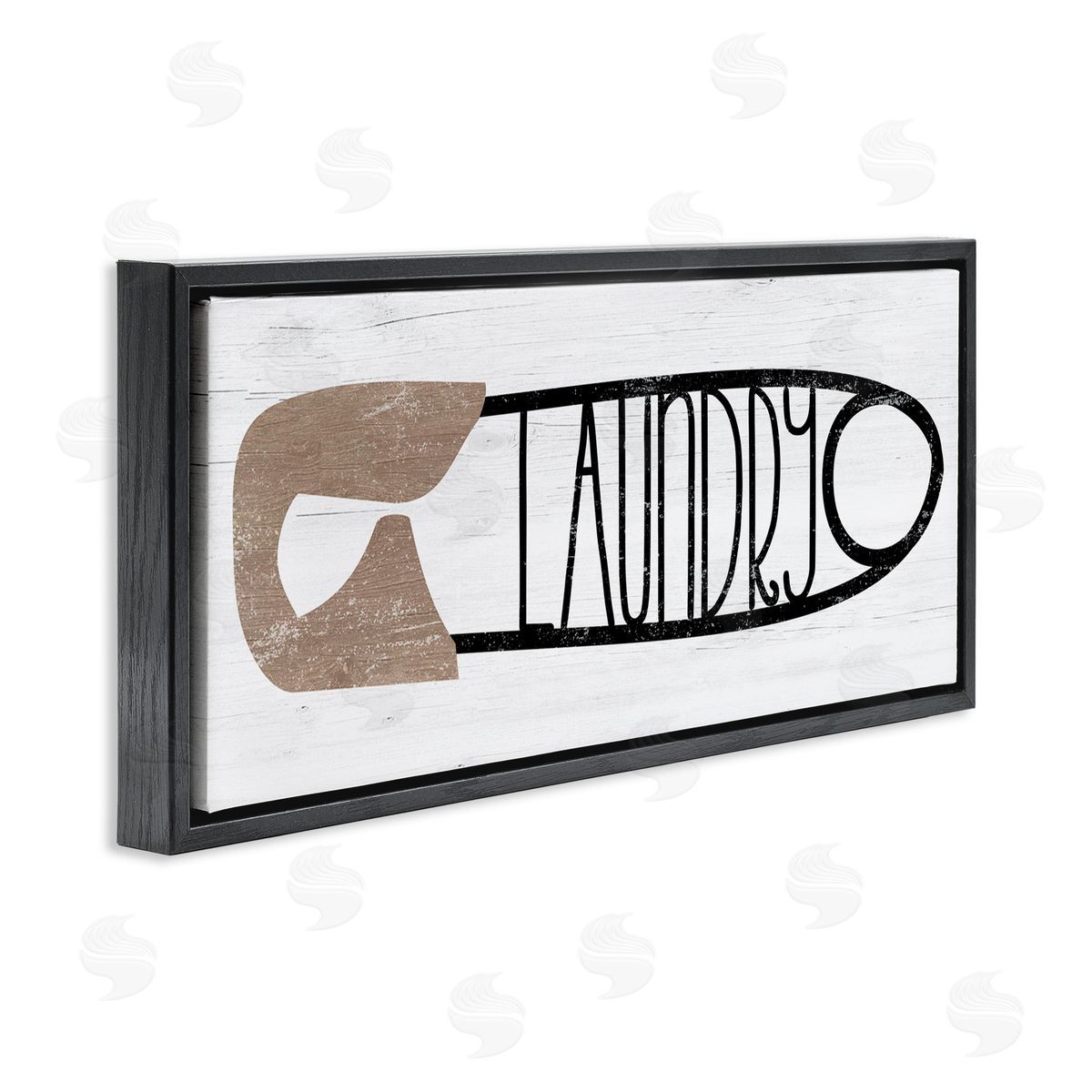 Stupell Studio Rustic Laundry Clothespin Shape Black Floating Frame Canvas Wall Art Print