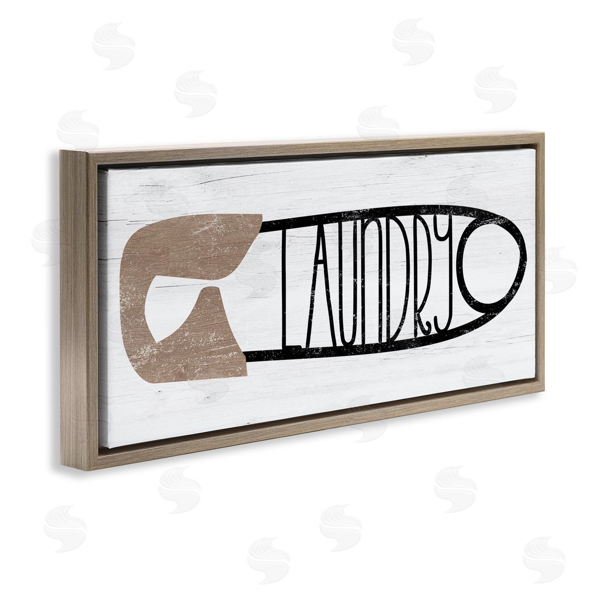 Stupell Studio Rustic Laundry Clothespin Shape Brown Floating Frame Canvas Wall Art Print