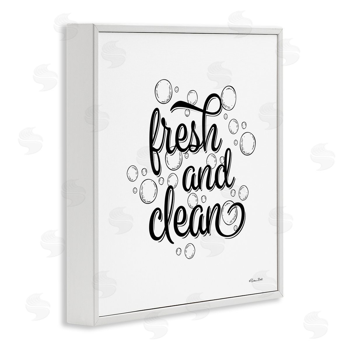 Susan Ball Fresh & Clean Bathroom Bubbles Phrase White Framed Glicee Wall Art Print