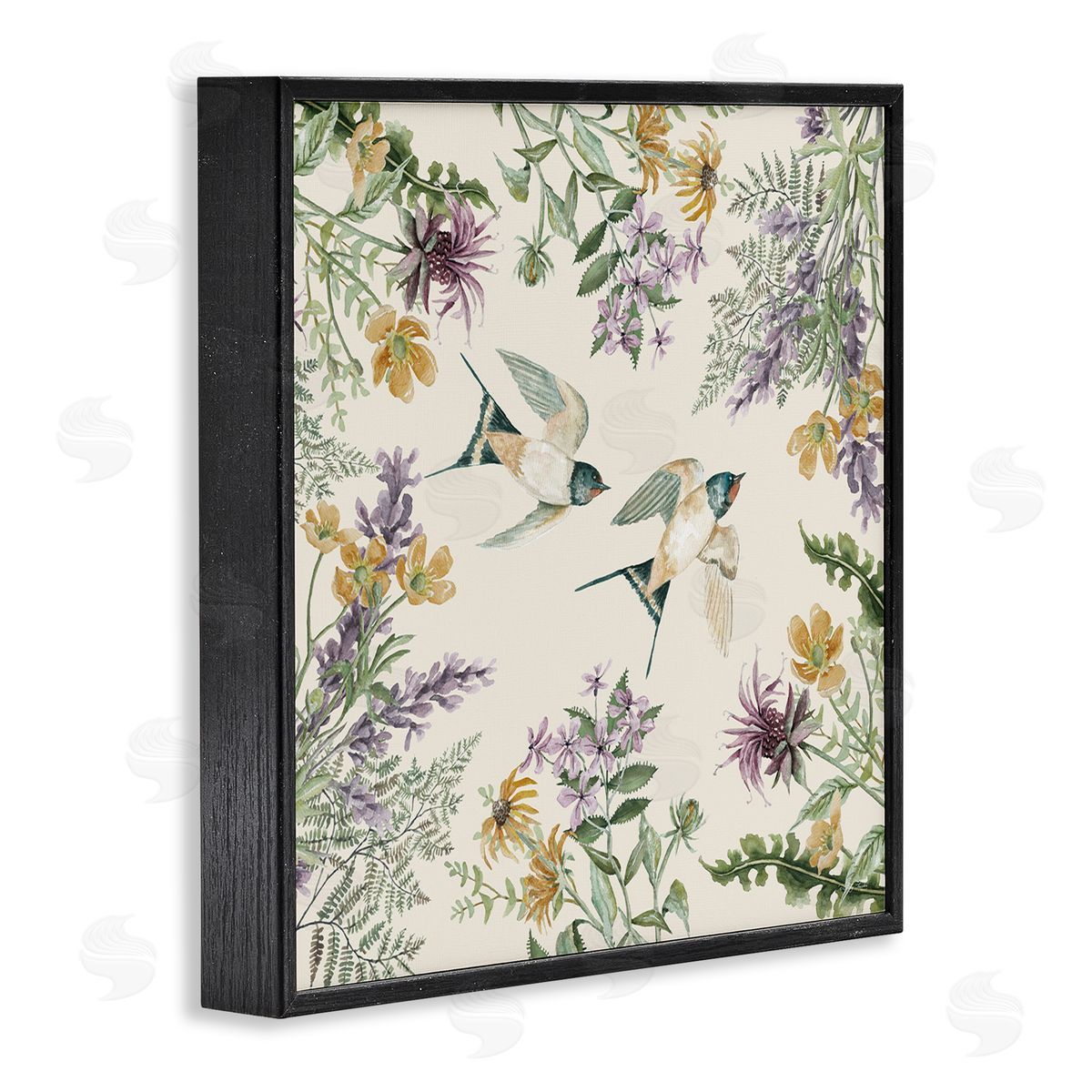 Cindy Jacobs Two Birds Cottage Floral Herbs Black Framed Glicee Wall Art Print