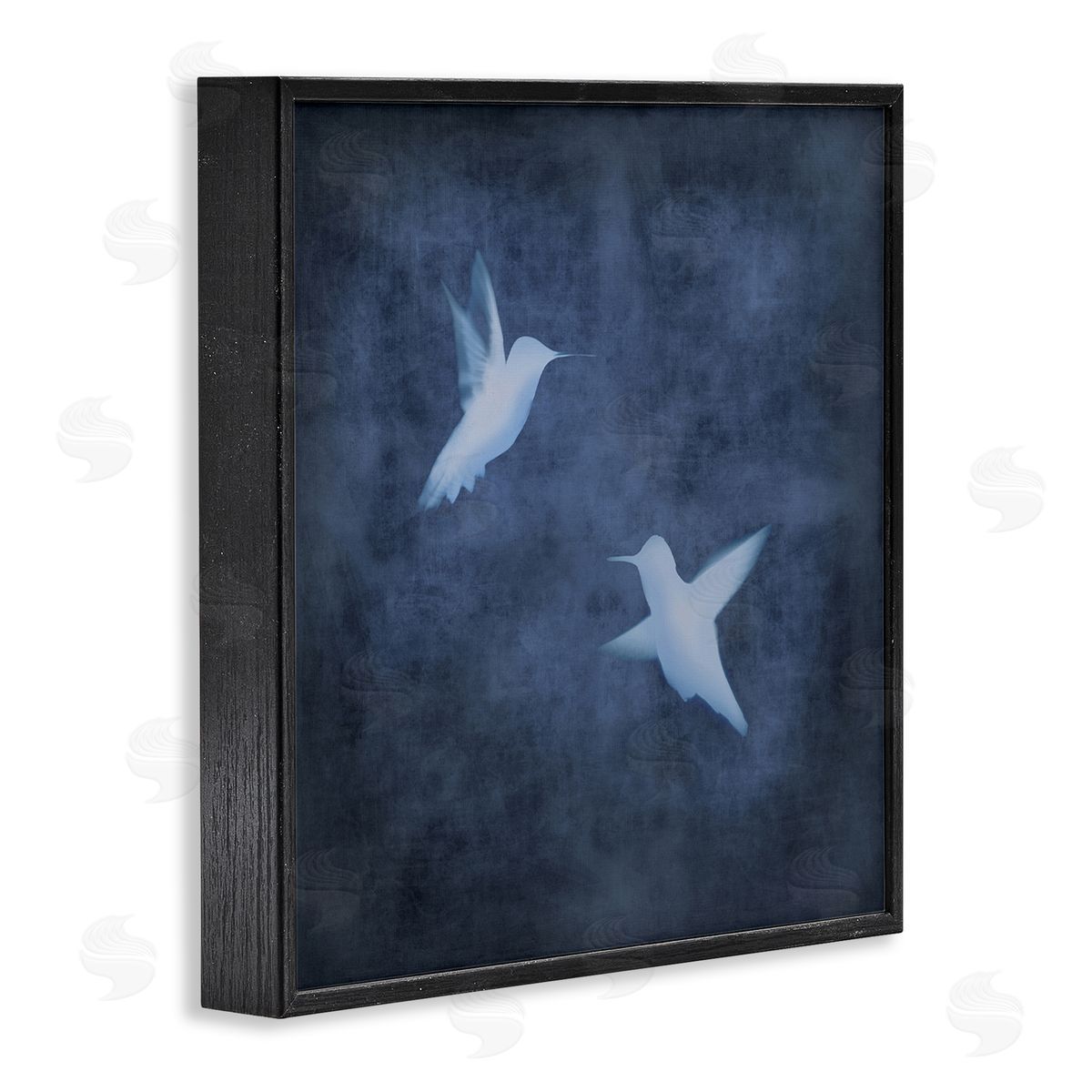 Chris Donovan Two Birds Blue Abstract Silhouettes Black Framed Glicee Wall Art Print