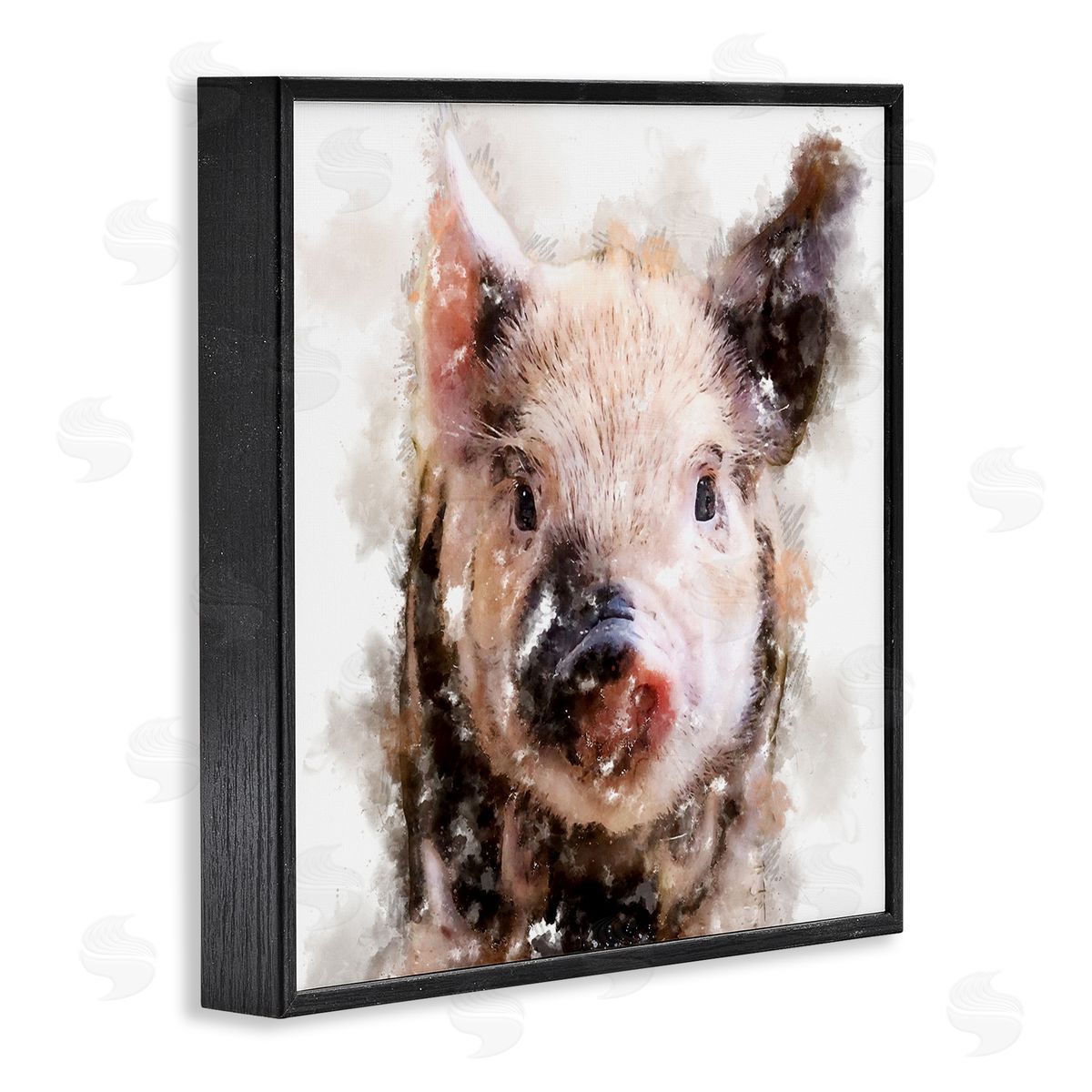 Kim Curinga Baby Pig Face Abstract Portrait Black Framed Glicee Wall Art Print