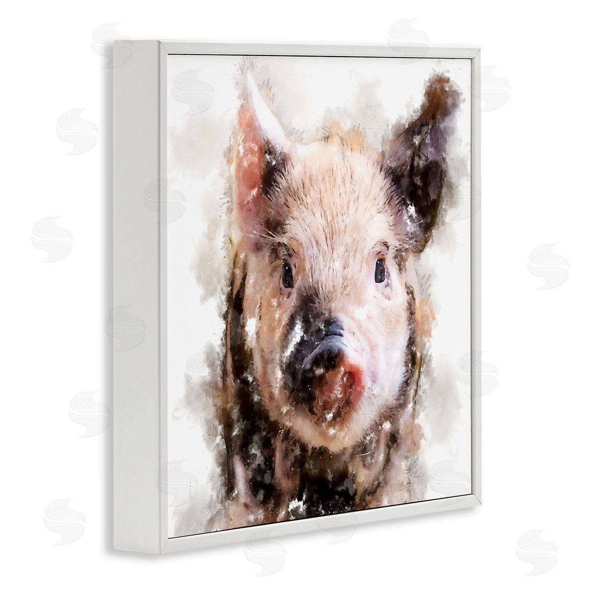 Kim Curinga Baby Pig Face Abstract Portrait White Framed Glicee Wall Art Print