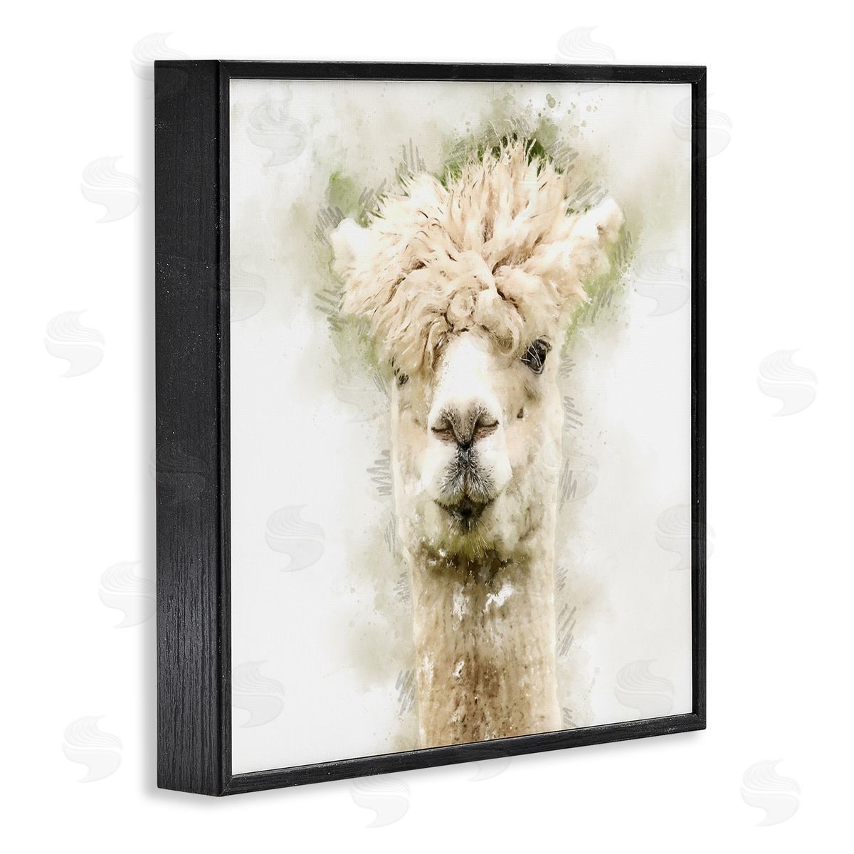 Kim Curinga Alpaca Portrait Abstract Animal Black Framed Glicee Wall Art Print