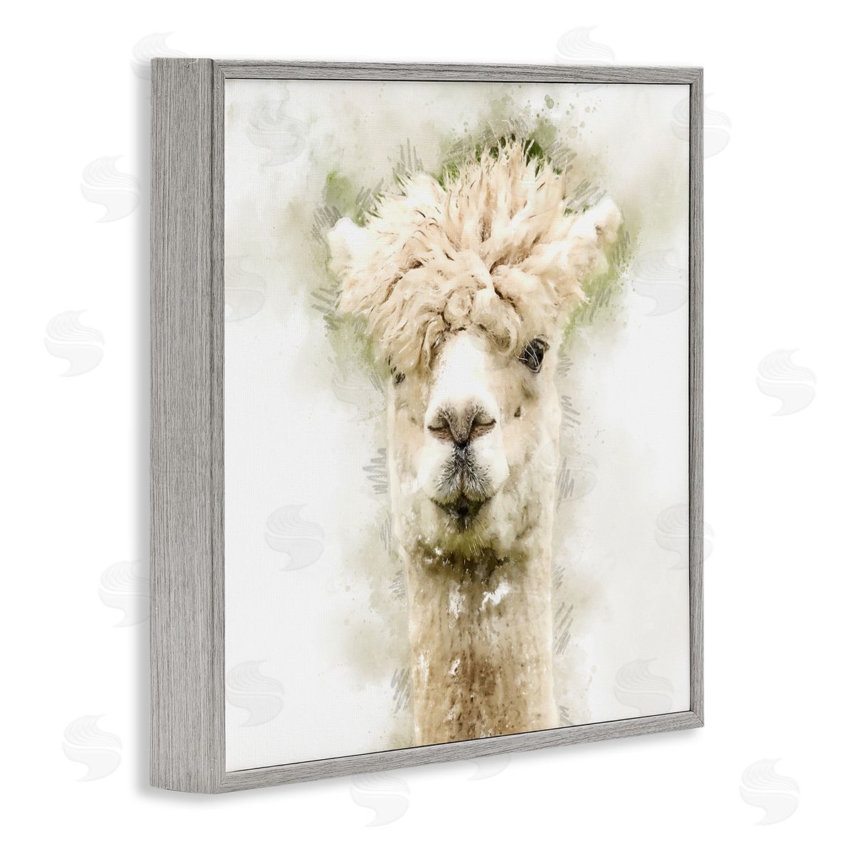 Kim Curinga Alpaca Portrait Abstract Animal Gray Framed Glicee Wall Art Print