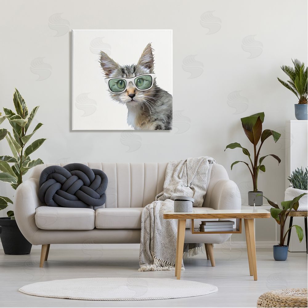 Kim Curinga Fun Cat Sunglasses Portrait Canvas Wall Art in Room