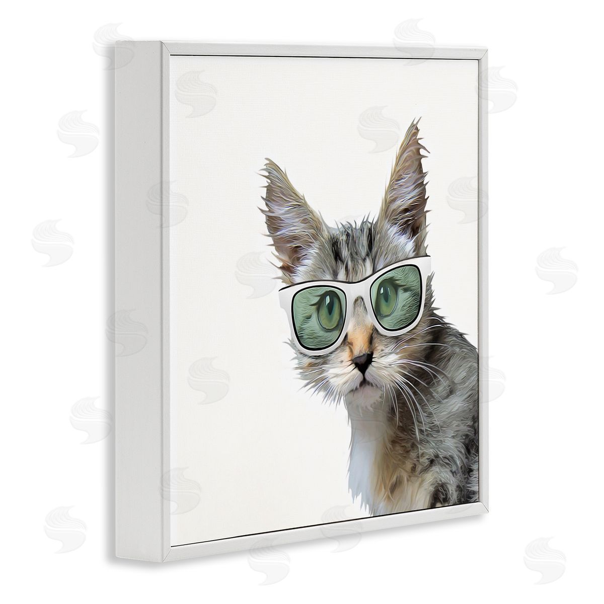 Kim Curinga Fun Cat Sunglasses Portrait White Framed Glicee Wall Art Print