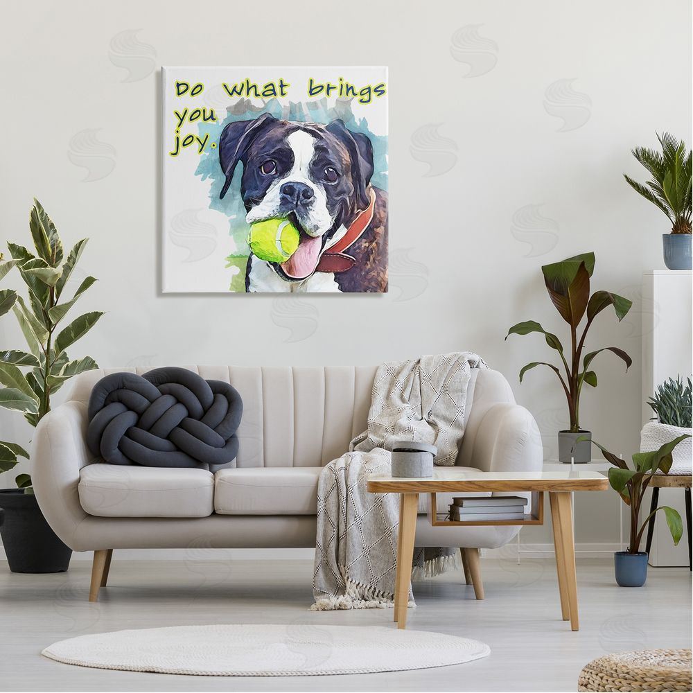 Kim Curinga Do What Brings You Joy Dog Phrase Canvas Wall Art in Room