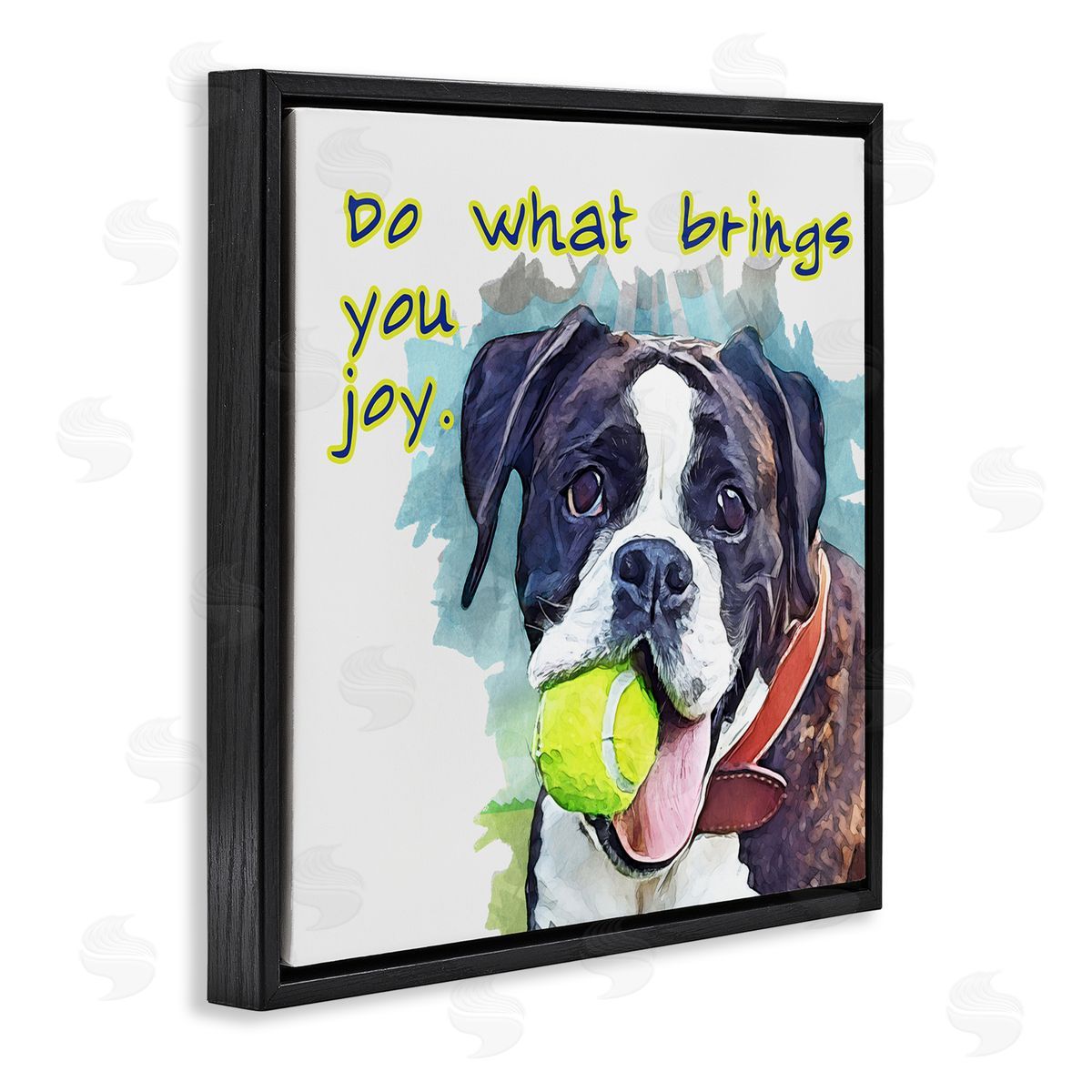 Kim Curinga Do What Brings You Joy Dog Phrase Black Floating Frame Canvas Wall Art Print