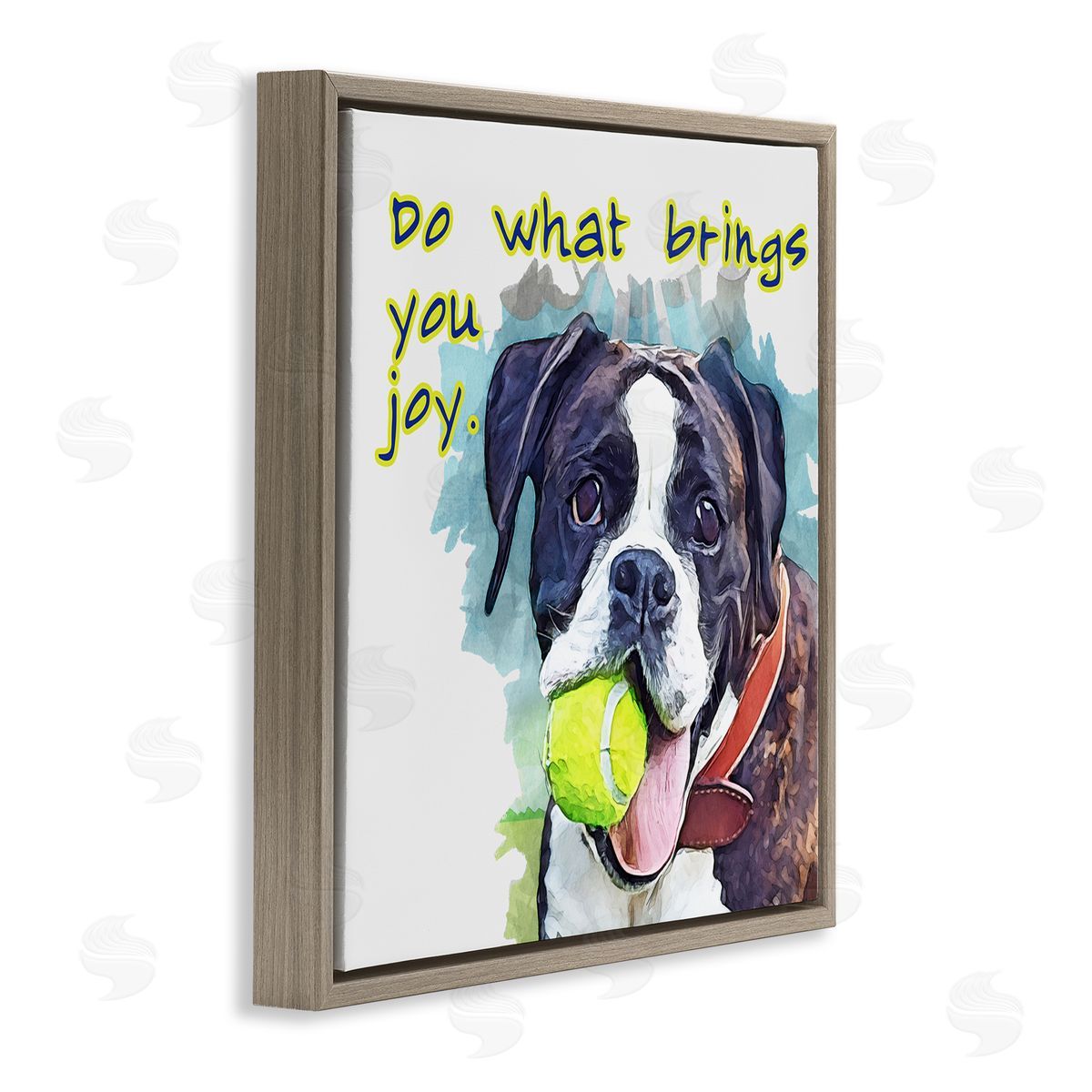 Kim Curinga Do What Brings You Joy Dog Phrase Brown Floating Frame Canvas Wall Art Print