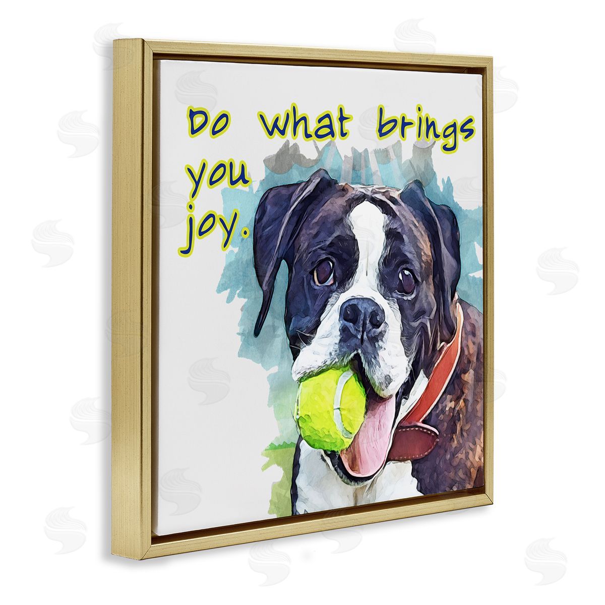 Kim Curinga Do What Brings You Joy Dog Phrase Gold Floating Frame Canvas Wall Art Print
