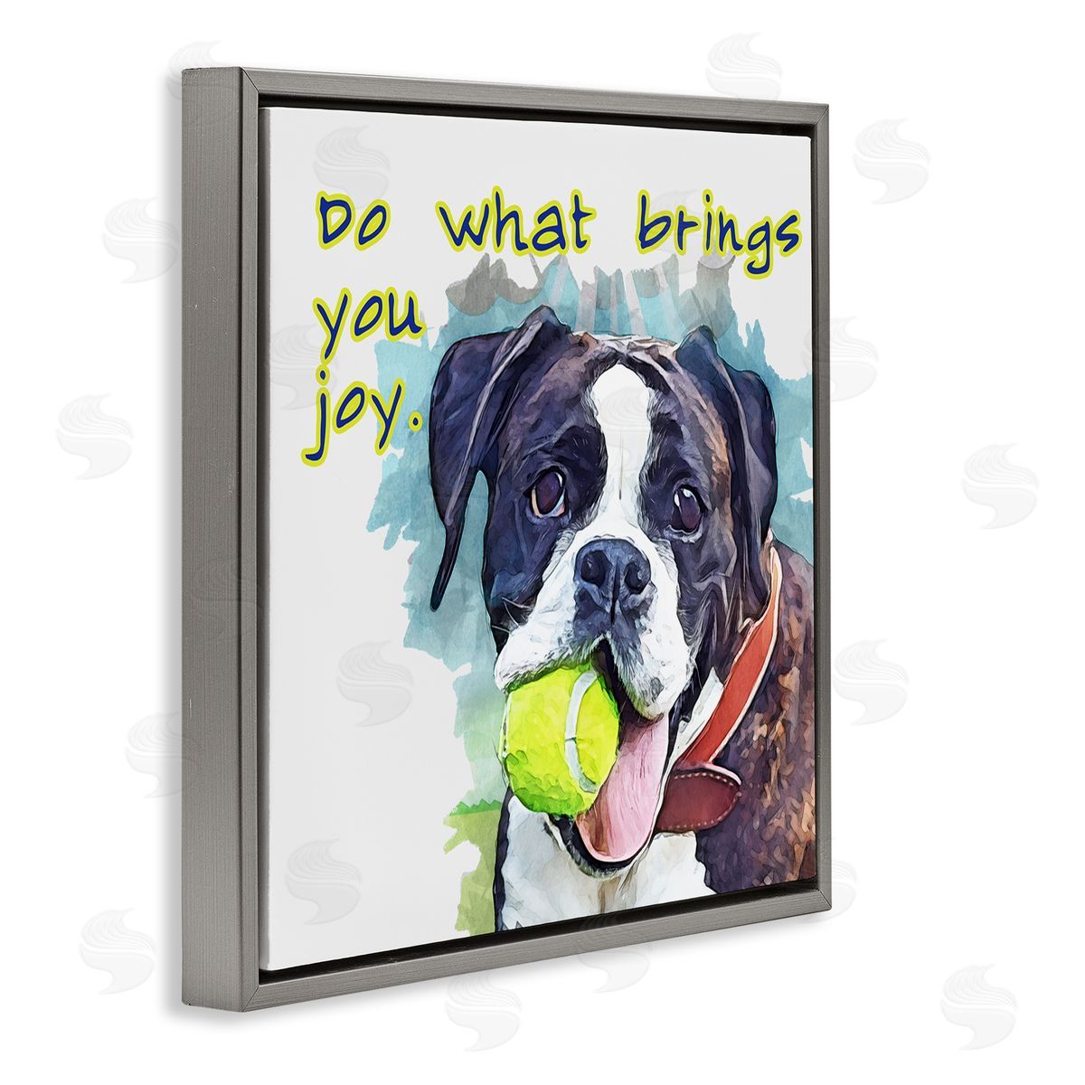 Kim Curinga Do What Brings You Joy Dog Phrase Gray Floating Frame Canvas Wall Art Print