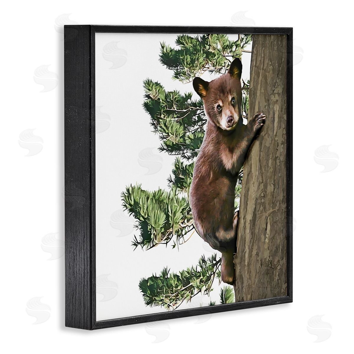 Kim Curinga Bear Cub Climbing Tree Nature Black Framed Glicee Wall Art Print