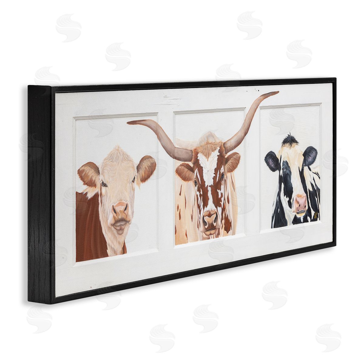 Diane Fifer Country Rustic Cattle Portraits Black Framed Glicee Wall Art Print