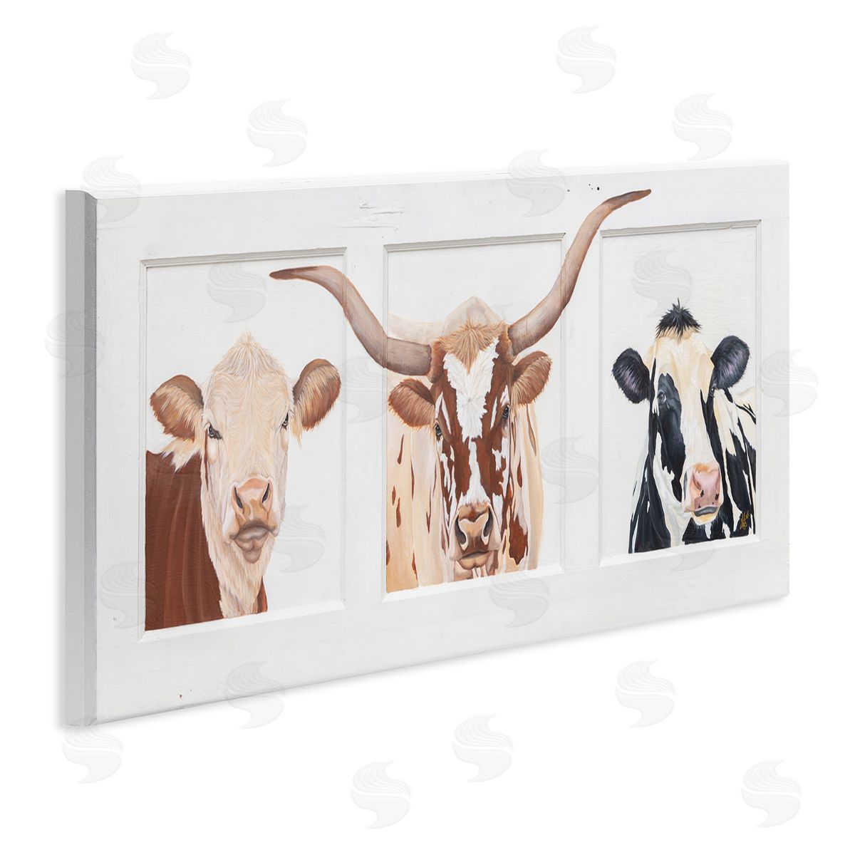 Diane Fifer Country Rustic Cattle Portraits Wooden Wall Plaque Art Print
