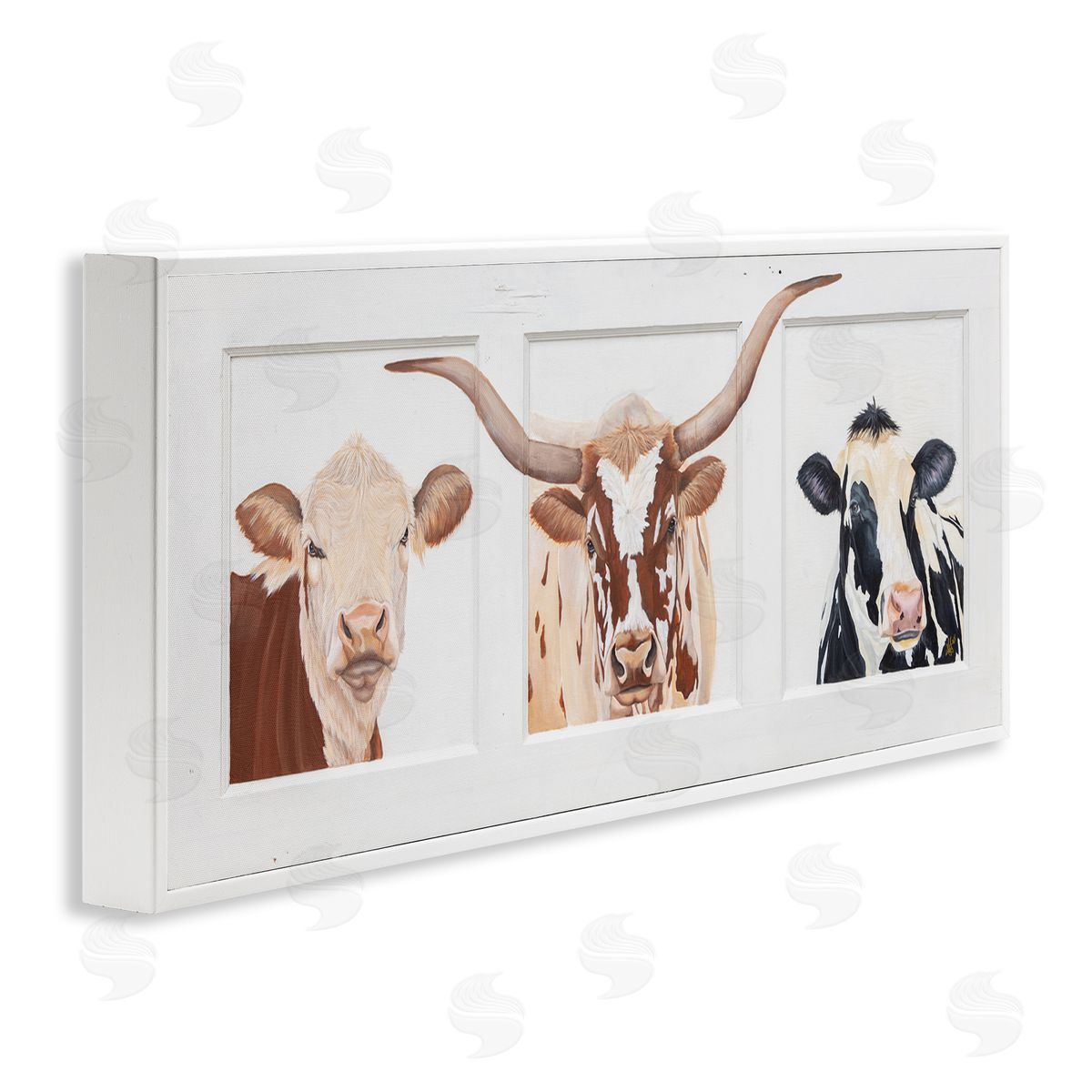 Diane Fifer Country Rustic Cattle Portraits White Framed Glicee Wall Art Print