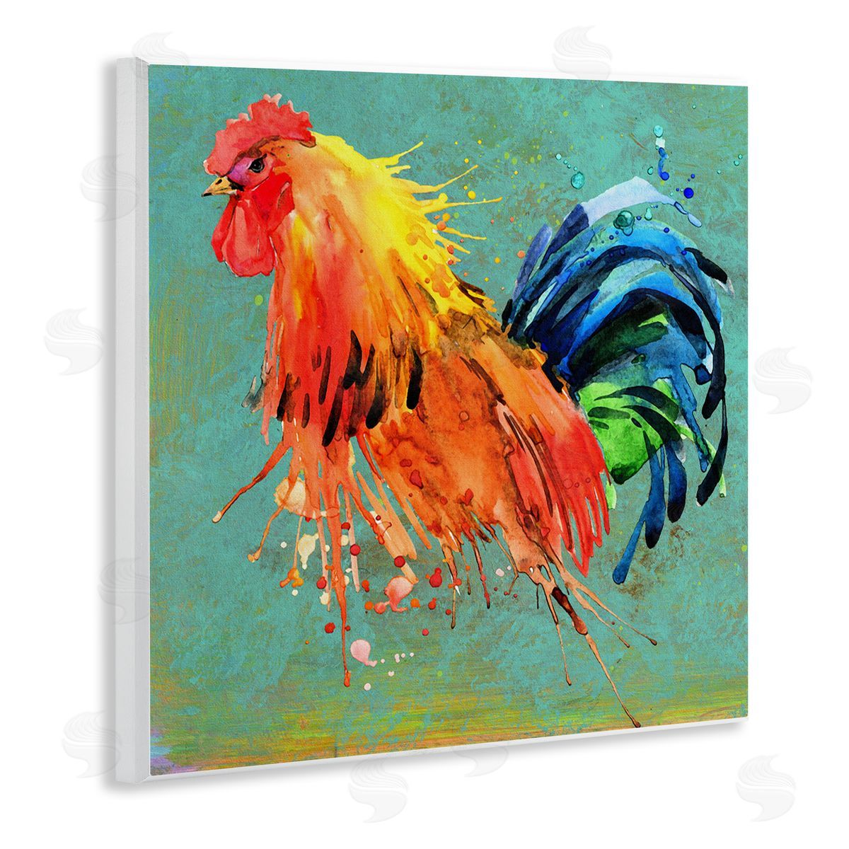 Urban Abstract Rooster Splash Wood Plaque Wall Art, Home Decor by Karen Smith