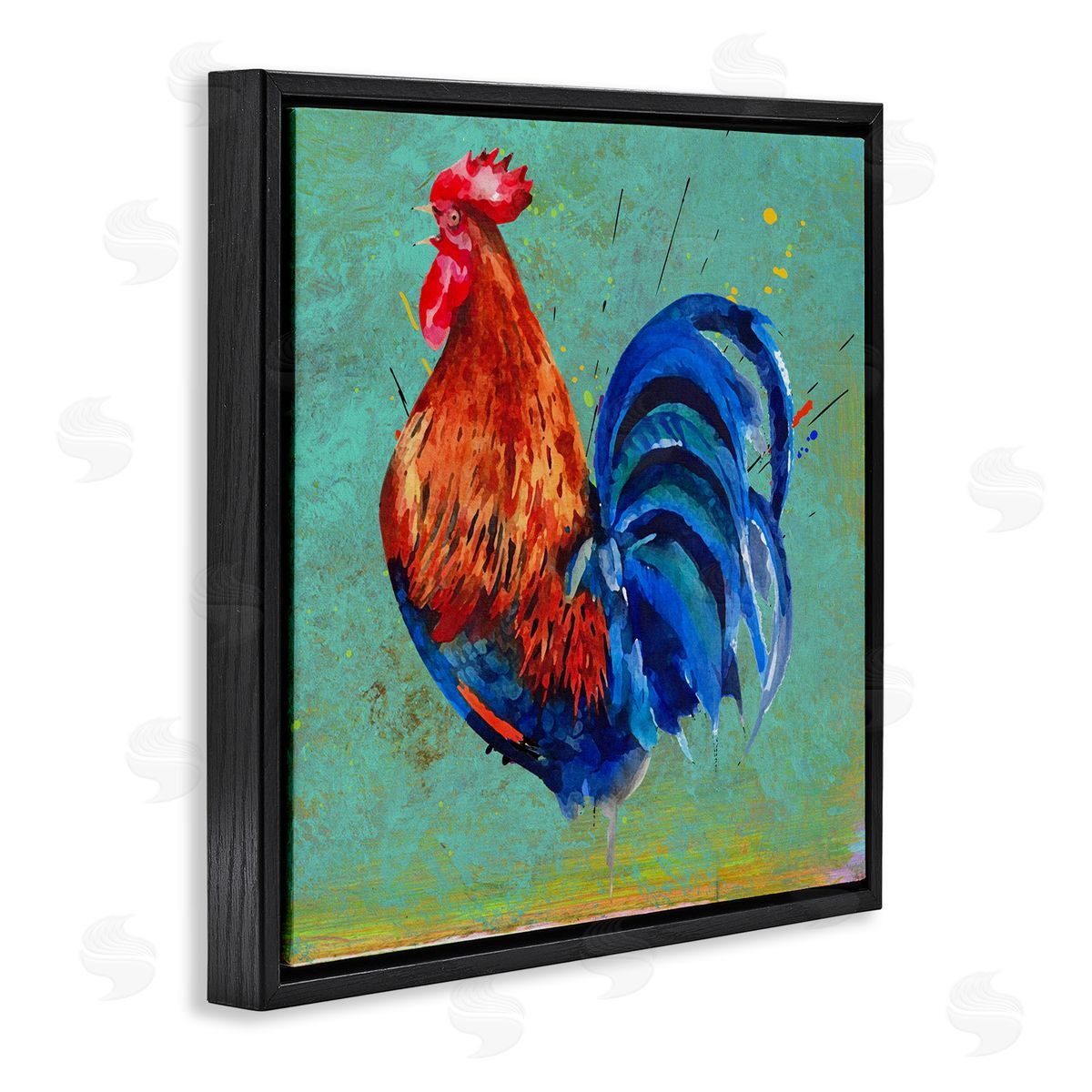 Karen Smith Bold Farmhouse Country Rooster Black Floating Frame Canvas Wall Art Print