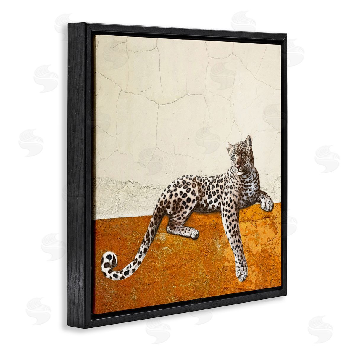 Leopard Wildlife Portrait Black Floating Frame Canvas Wall Art, Home Decor by Karen Smith