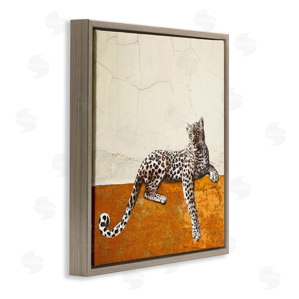 Leopard Wildlife Portrait Brown Floating Frame Canvas Wall Art, Home Decor by Karen Smith