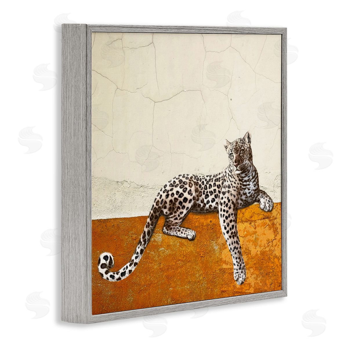 Leopard Wildlife Portrait Grey Frame Print Wall Art, Home Decor by Karen Smith