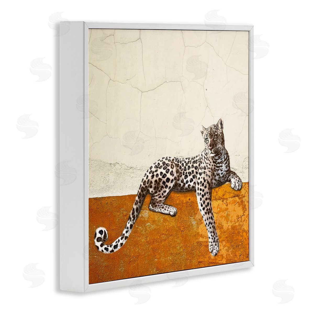 Leopard Wildlife Portrait White Frame Print Wall Art, Home Decor by Karen Smith