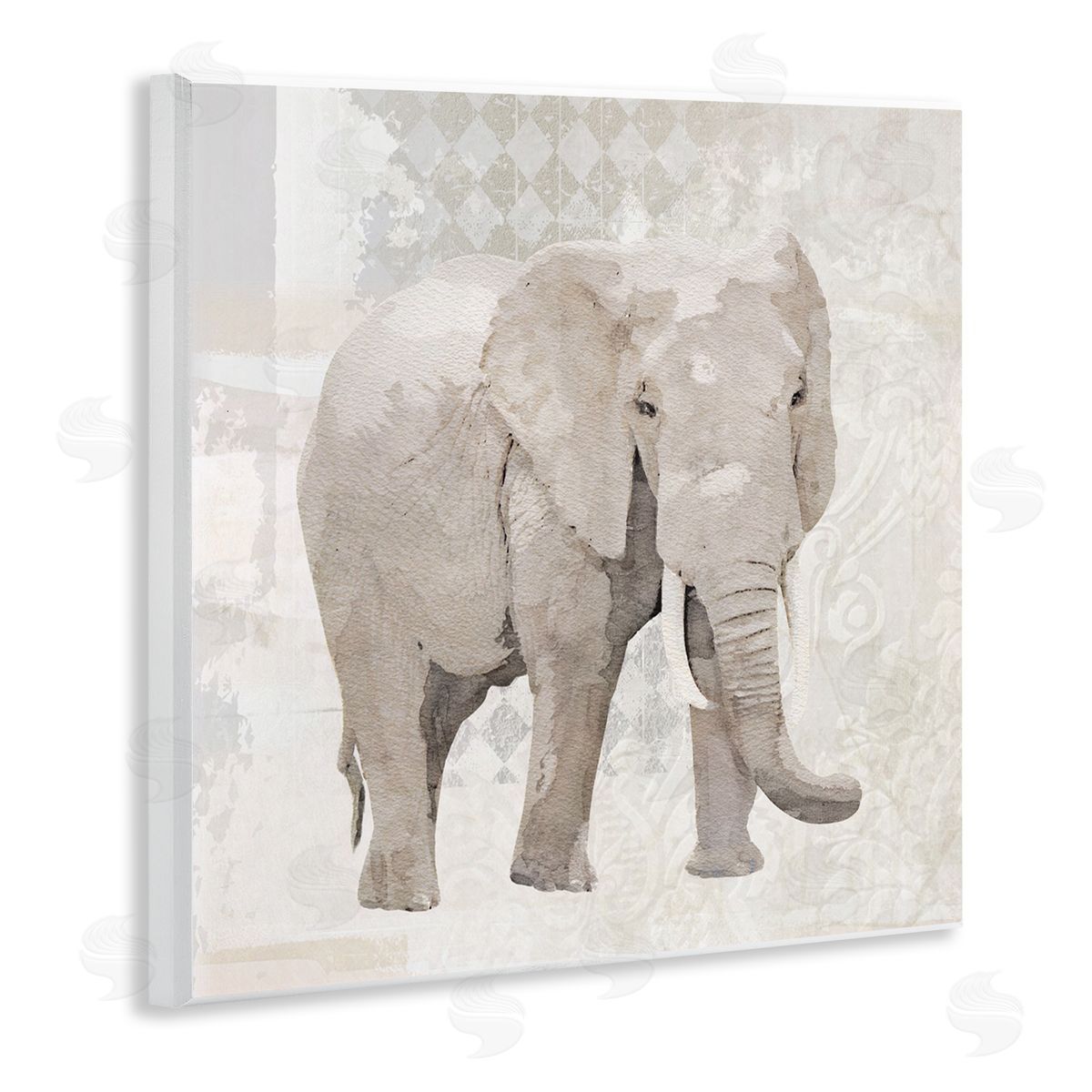 Karen Smith Patterned Elephant Vintage Collage Wooden Wall Plaque Art Print