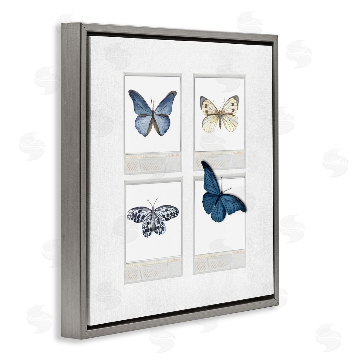 Karen Smith Cottage Retro Film Butterflies Gray Floating Frame Canvas Wall Art Print
