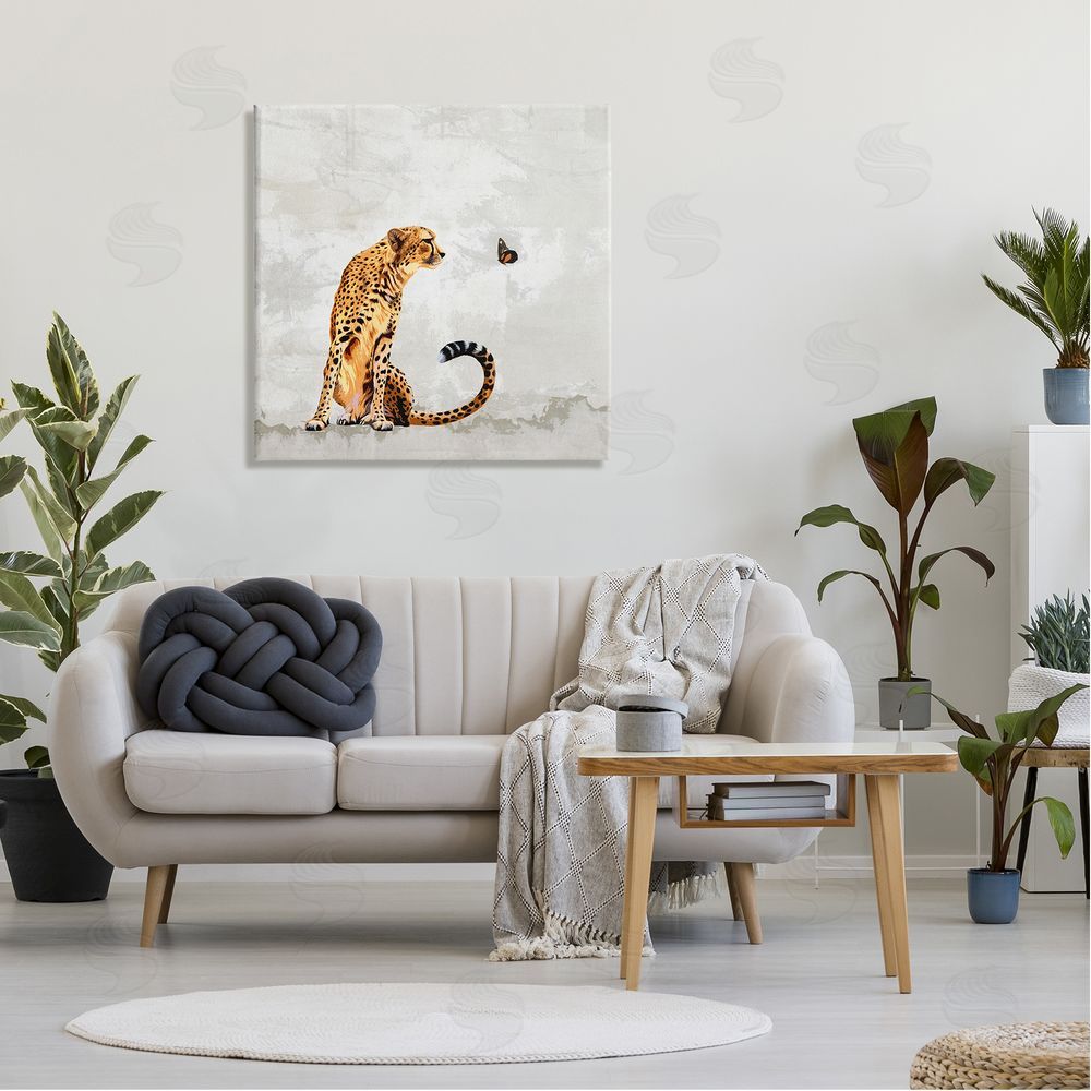Karen Smith Cheetah & Butterfly Abstract Nature Canvas Wall Art in Room