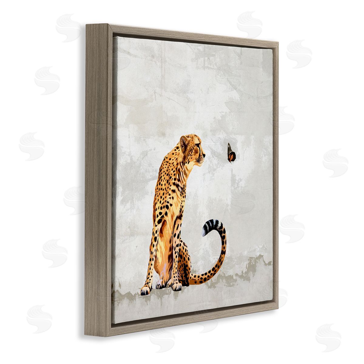 Karen Smith Cheetah & Butterfly Abstract Nature Brown Floating Frame Canvas Wall Art Print
