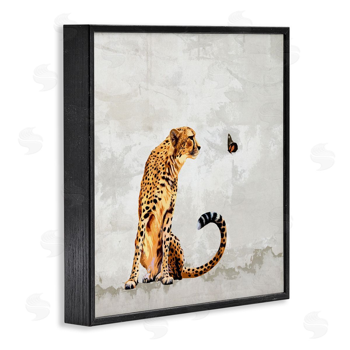 Karen Smith Cheetah & Butterfly Abstract Nature Black Framed Glicee Wall Art Print