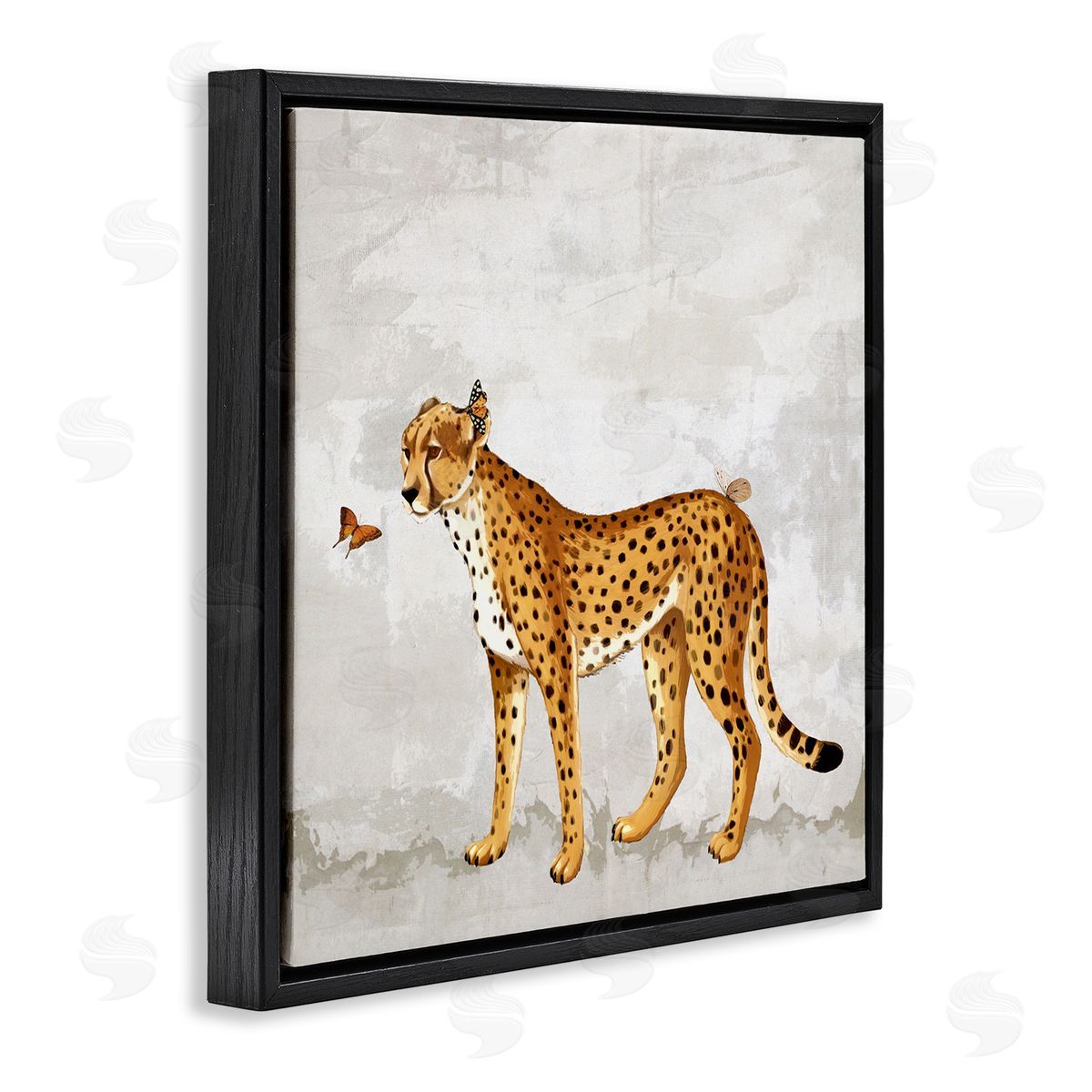 Karen Smith Beast & Butterfly Leopard Wildlife Black Floating Frame Canvas Wall Art Print