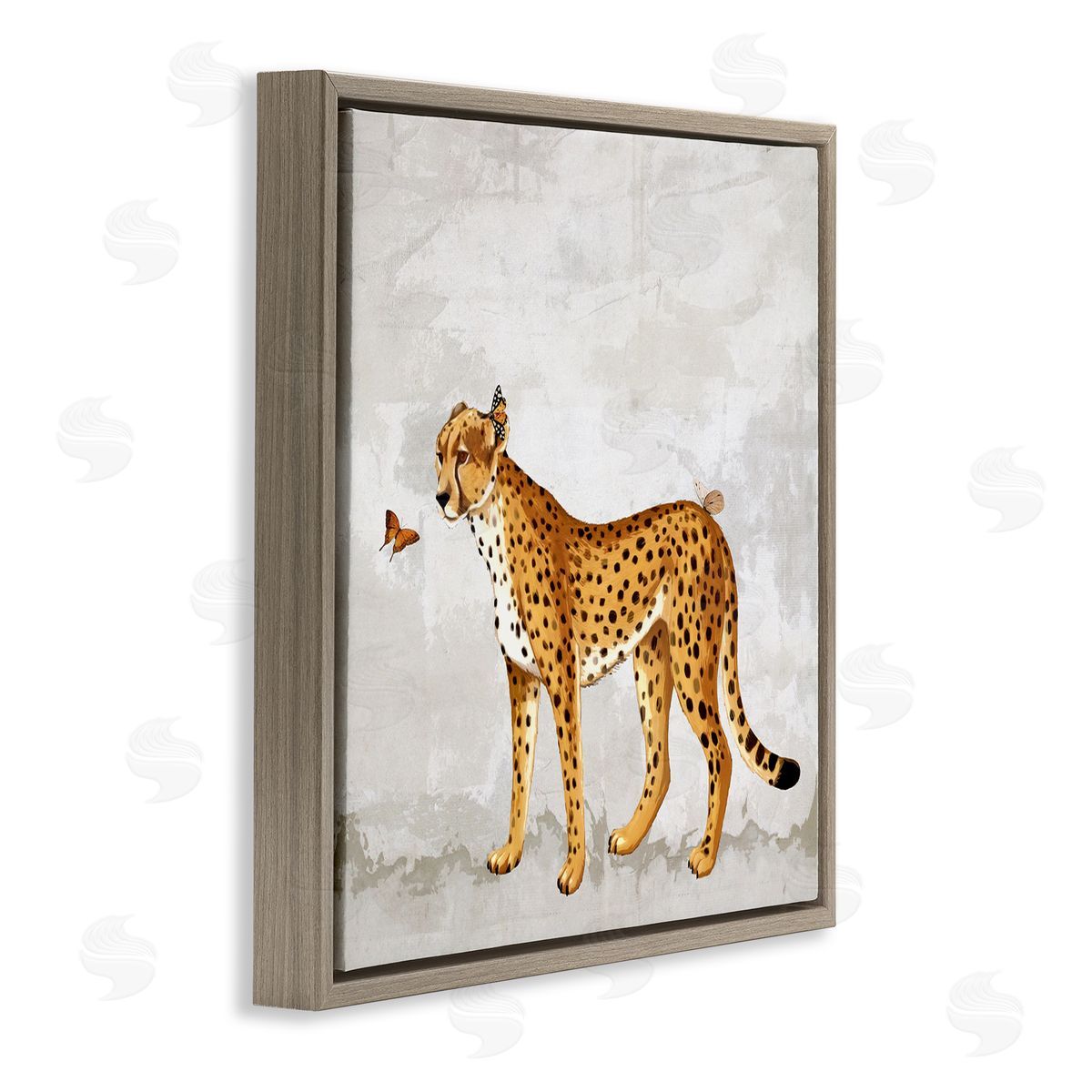 Karen Smith Beast & Butterfly Leopard Wildlife Brown Floating Frame Canvas Wall Art Print