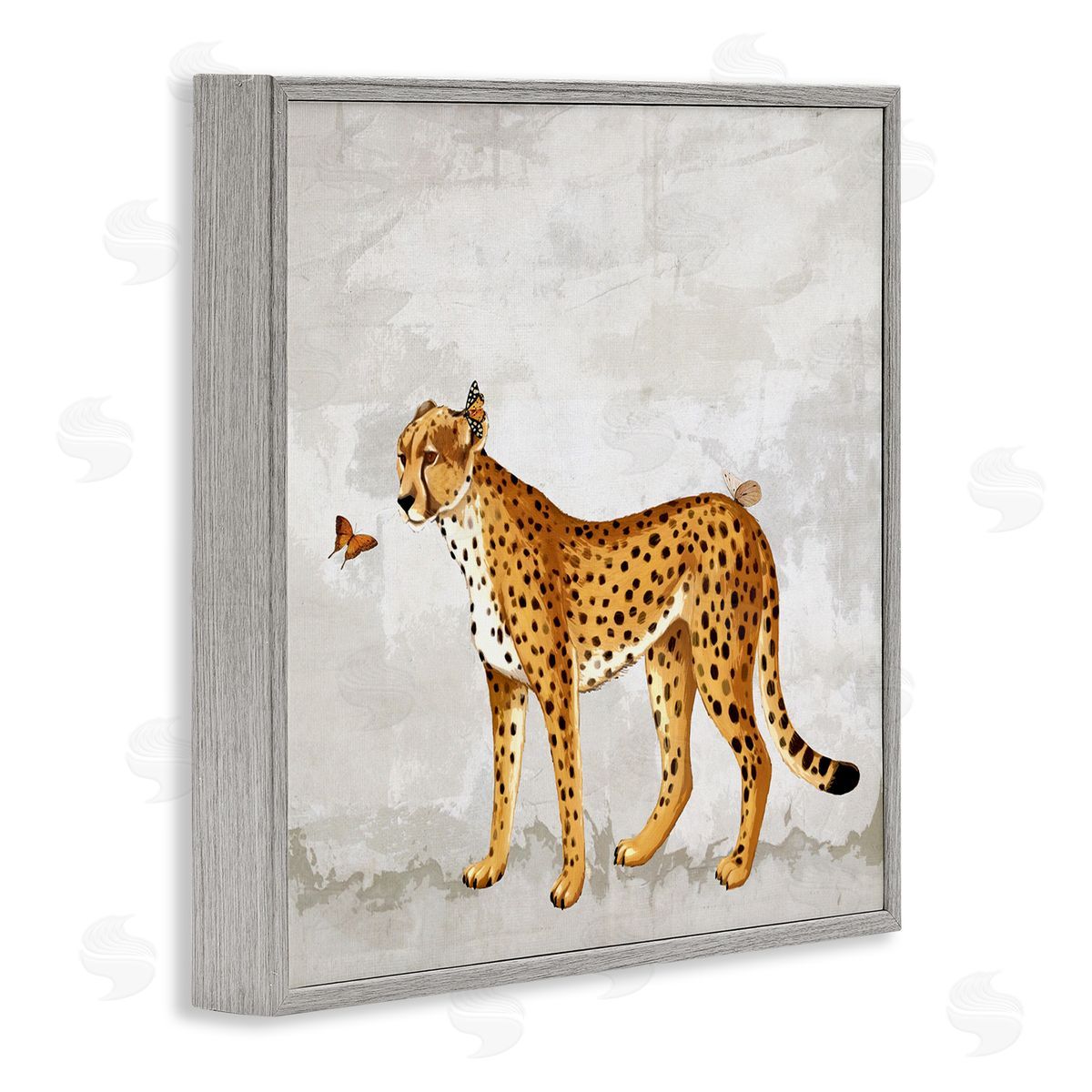 Karen Smith Beast & Butterfly Leopard Wildlife Gray Framed Glicee Wall Art Print