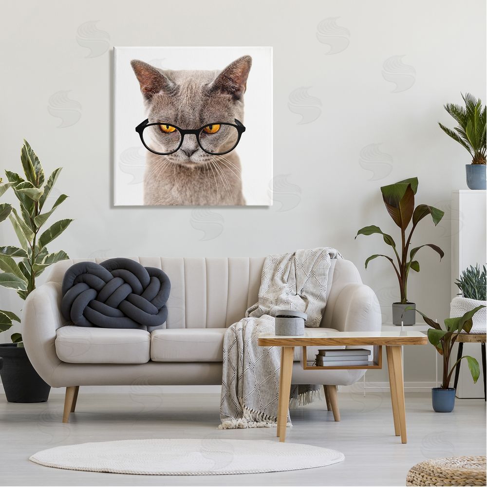 Karen Smith Cat Face Hipster Glasses Canvas Wall Art in Room