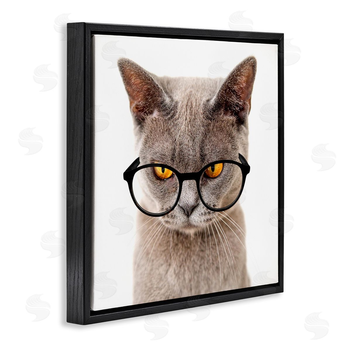 Karen Smith Cat Face Hipster Glasses Black Floating Frame Canvas Wall Art Print