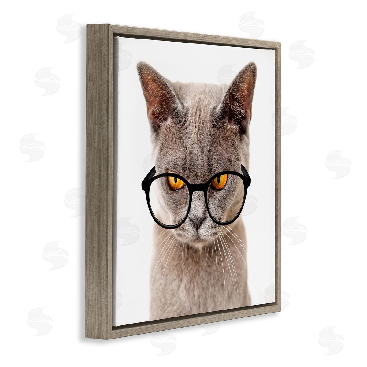Karen Smith Cat Face Hipster Glasses Brown Floating Frame Canvas Wall Art Print