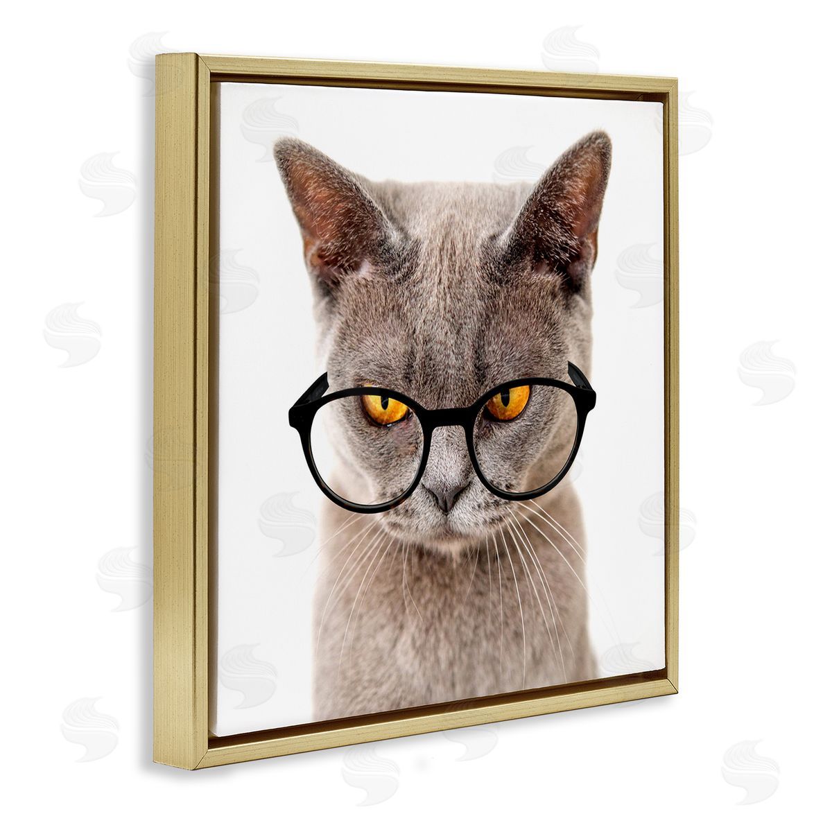 Karen Smith Cat Face Hipster Glasses Gold Floating Frame Canvas Wall Art Print