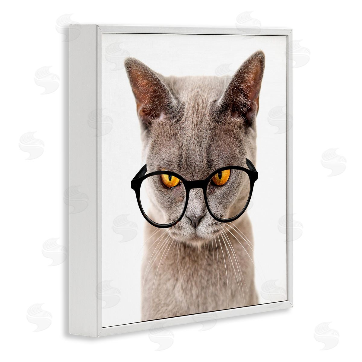 Karen Smith Cat Face Hipster Glasses White Framed Glicee Wall Art Print