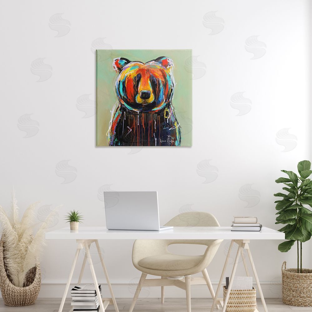 Karrie Evenson Abstract Urban Bear Graffiti Canvas Wall Art in Room