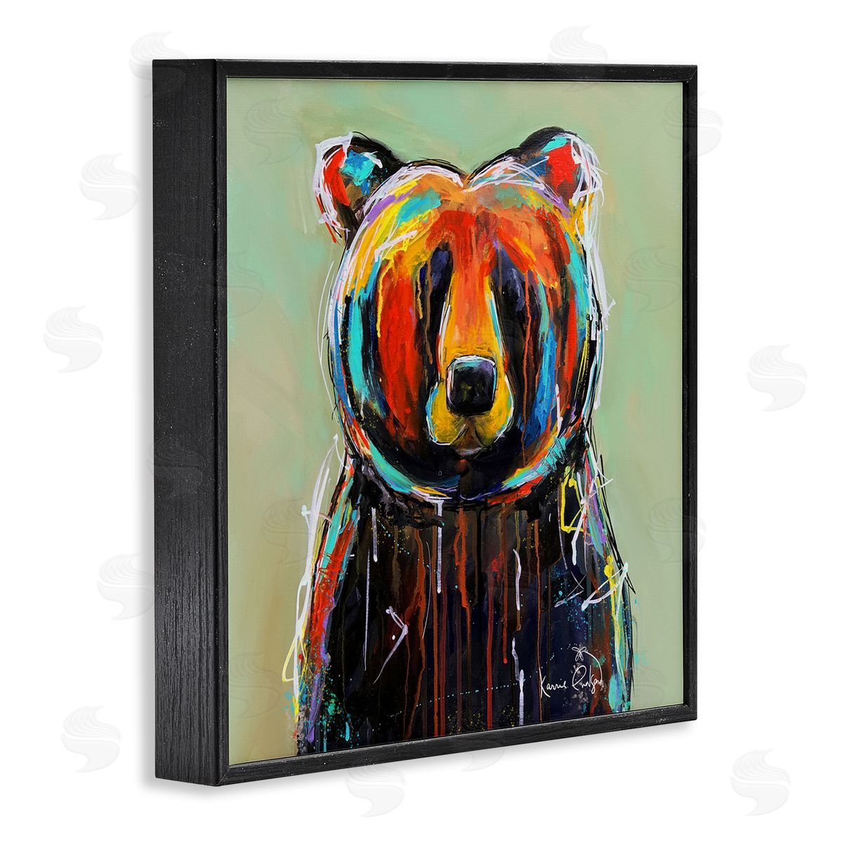 Karrie Evenson Abstract Urban Bear Graffiti Black Framed Glicee Wall Art Print